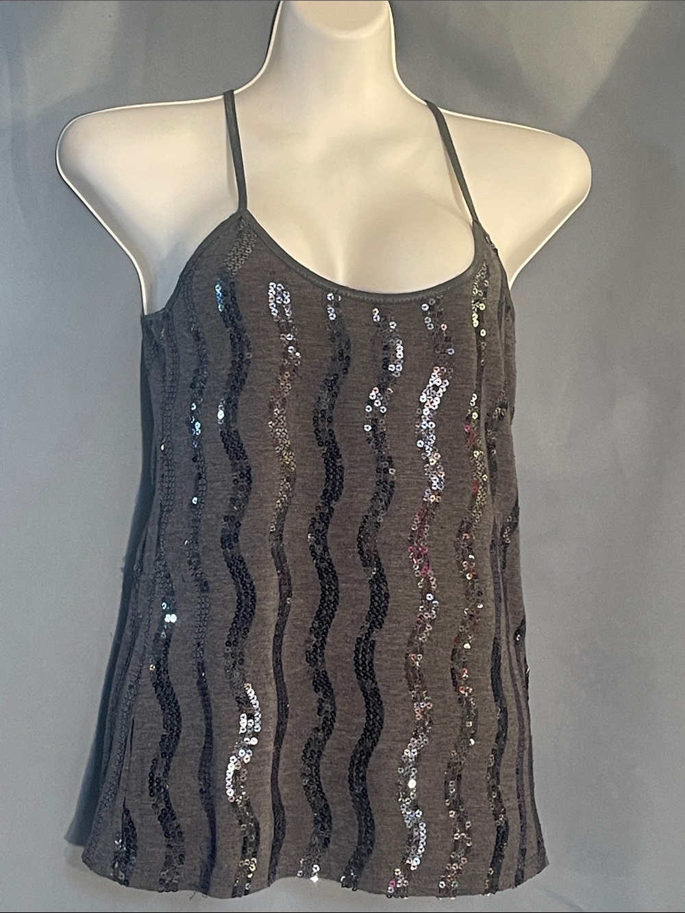 Have Metallic Gray Sequin Wave Cami